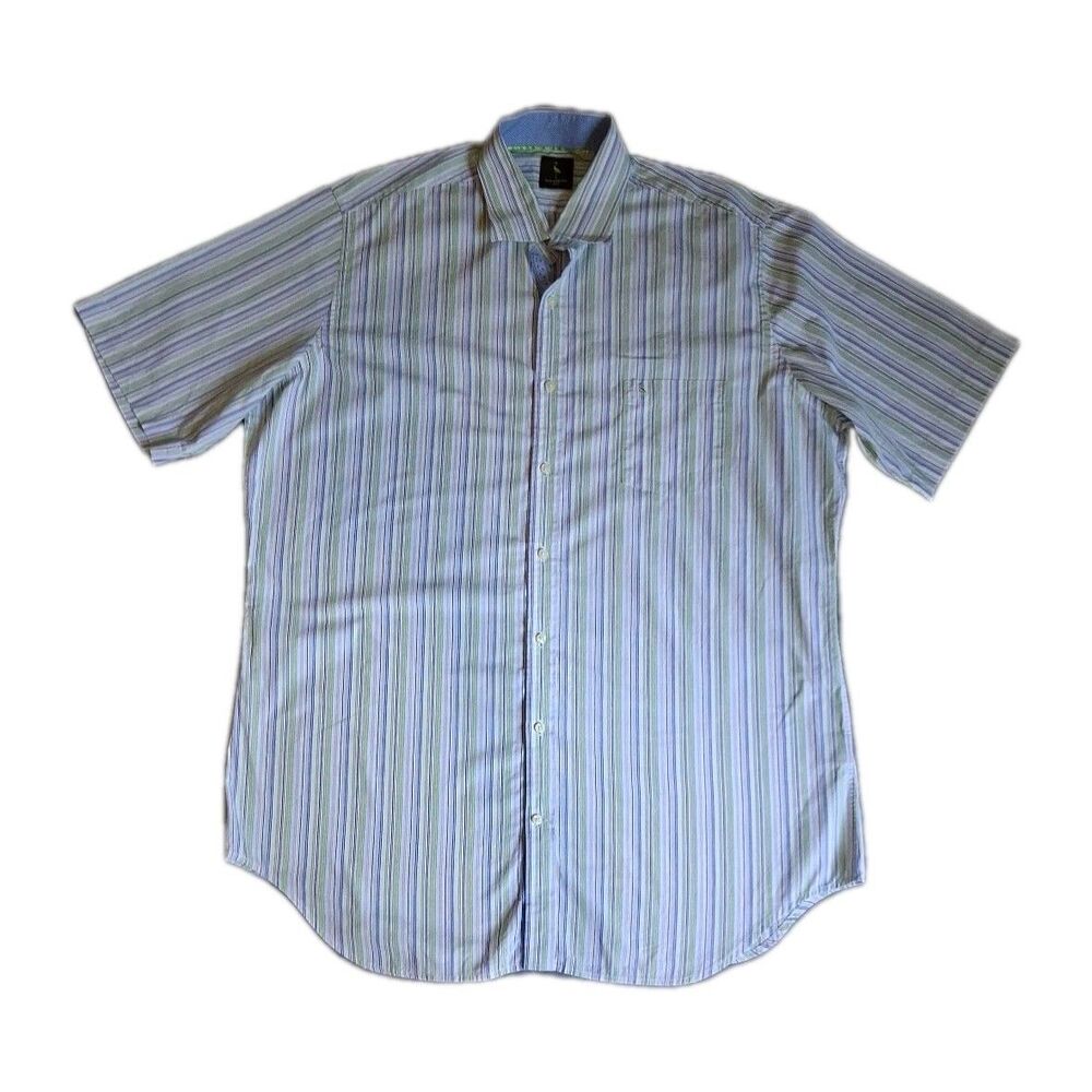 TAILORBYRD Men's XXL  Short Sleeve Button   Up Pastel Stripes